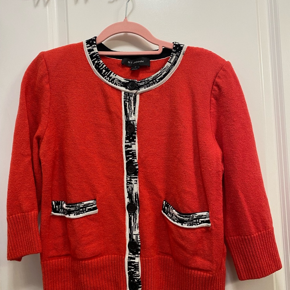St. John salmon Red and Black Trim Blazer size medium
